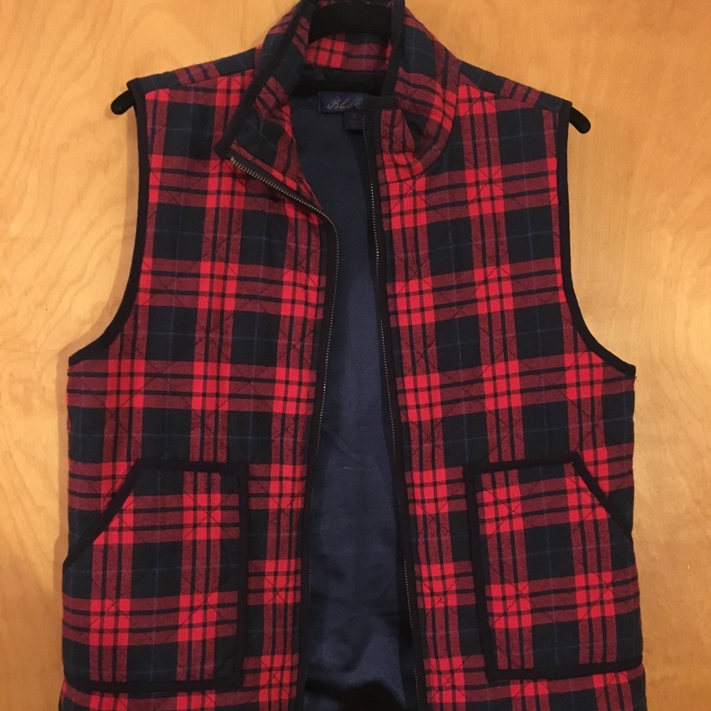 Red & Navy Plaid Vest